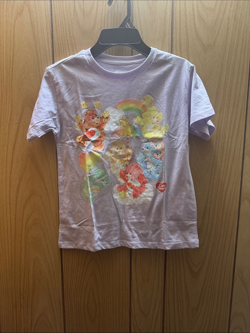 Care Bears Lavender Short‎ Sleeve Tee with Multi-Color Character Print